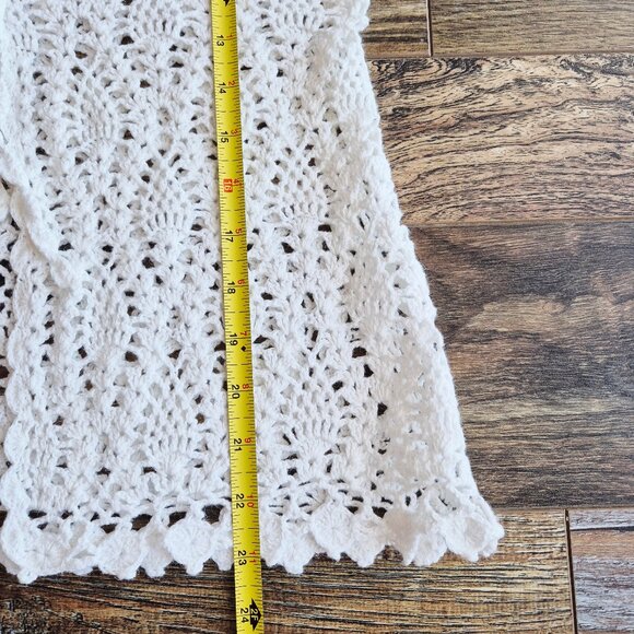EXPRESS Handknit Crochet Ramie Cotton Boho Cardigan Cover-Up Long Sleeve White - Picture 11 of 11